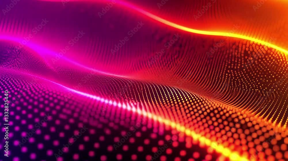 Fototapete Colorful abstract wave background with vibrant particles in a dynamic pattern, Abstract Particles Wave Background Colorful Dots Particles