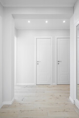 Hallway with white interior doors in the interior