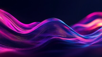 Naklejka premium Abstract Purple Pink Blue Digital Waves Flowing Dynamic Energy Vibrant Neon Glowing Light Particle Background Design Illustration Dark Tech Fluid 