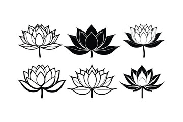 Lotus Flower Silhouette Vector Set Elegant Floral Illustration