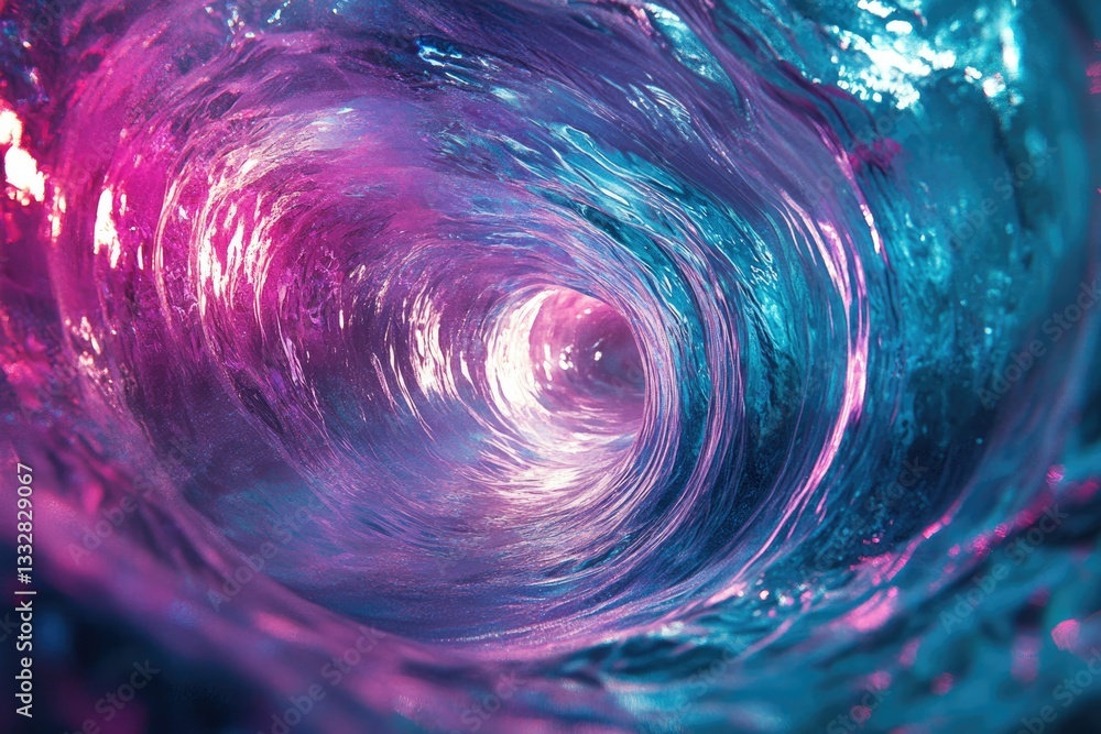 Aufkleber a mesmerizing swirl of vibrant pink and teal ocean water creating a tunnel-like effect.