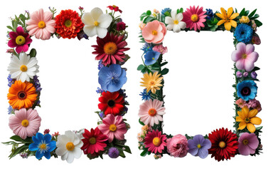 Marco formado por flores de colores. PNG.