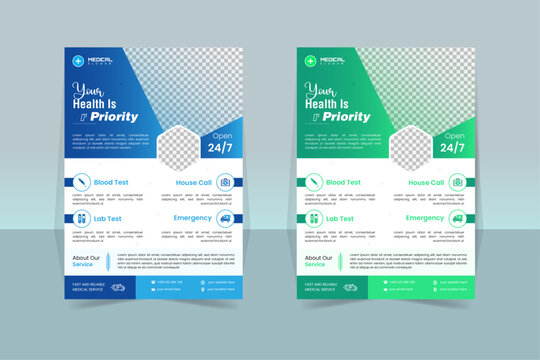 Corporate healthcare and medical flyer or poster design layout, Healthcare flyer design and Medical campaign flyer design template, Creative medical flyer design template.