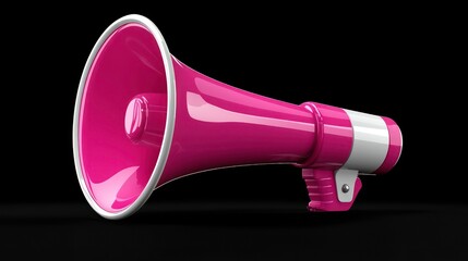 3D pink megaphone with a white accent and sleek design, perfect for communication, announcement, and promotional projects.