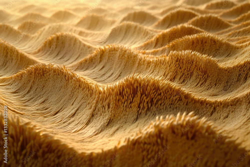 Poster abstract wavy textured surface resembling golden sand dunes or wheat field under sunlight.