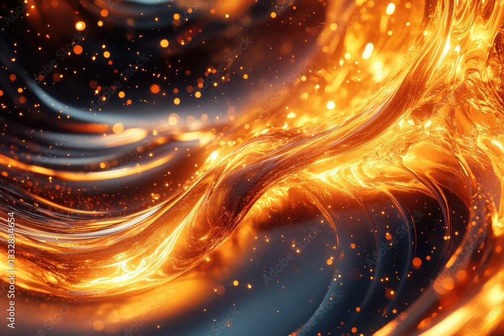 Aufkleber abstract fiery wave with glowing particles, dynamic and vibrant energy.