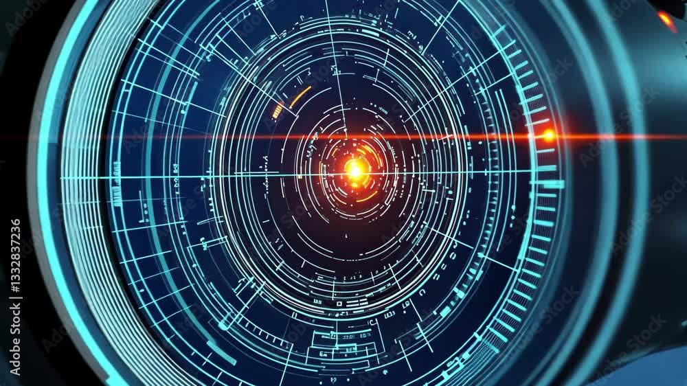 Poster digital scope scanning blue background illustrates advanced technology in data analysis, digital sco