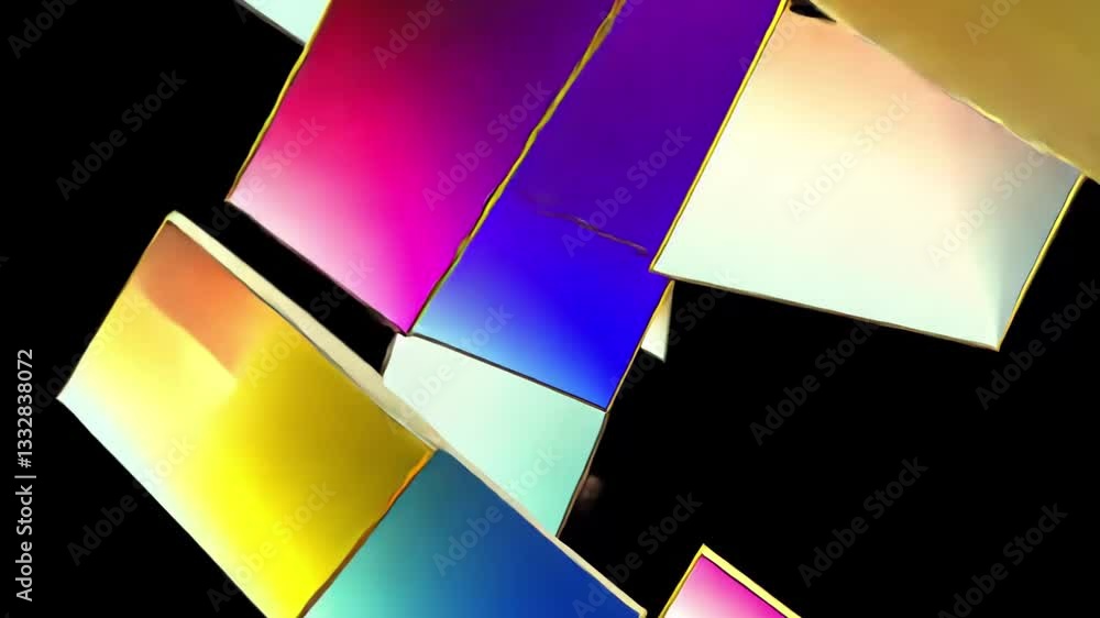 Leinwandbilder holographic glossy stripes and lines create an abstract geometric pattern in bright colors, holograp