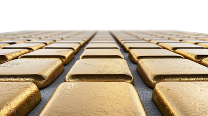 Fototapeta premium A gold colored square is shown on a white background. There are many gold squares on the background