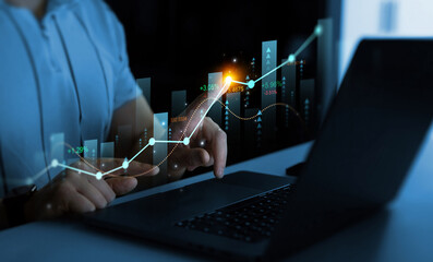 Financial marketing graph,business increase, profit,goal,grow,analysis, development and...