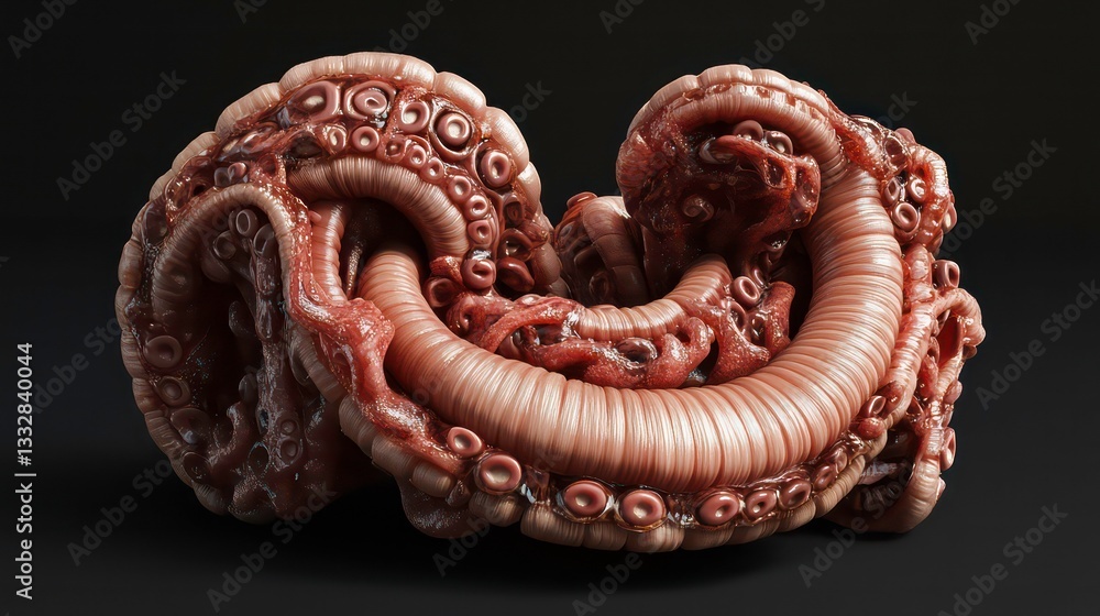 Poster 3d anatomical model of the human large intestine, showing realistic structure and form. useful for e