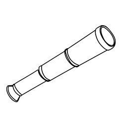 Antique monocular or spyglass single continuous line art drawing