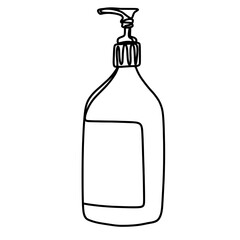 Pump dispenser with cosmetic container bottle one line art drawing