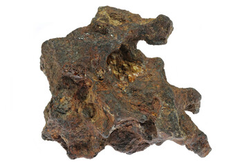 fragment of the Sericho Pallasite meteorite (Kenya, 2016) isolated on white background
