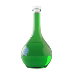 Green liquid in a tall glass bottle a vibrant mysterious potion,