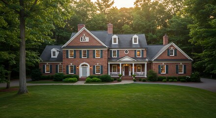 Grand Red Brick Traditional Colonial Home on a Spacious Wooded Lot in the Southern Countryside
