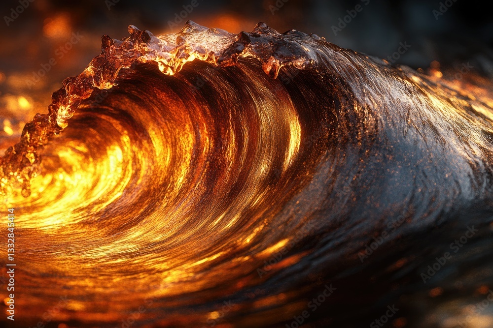 Aufkleber A fiery wave of molten lava crashes, showcasing intense heat and dynamic movement.
