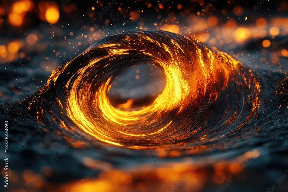 Aufkleber A fiery wave, glowing orange and dark, curls into a mesmerizing vortex of light and shadow.