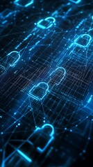Obraz premium Advanced network security with encrypted data protection high resolution wallpaper