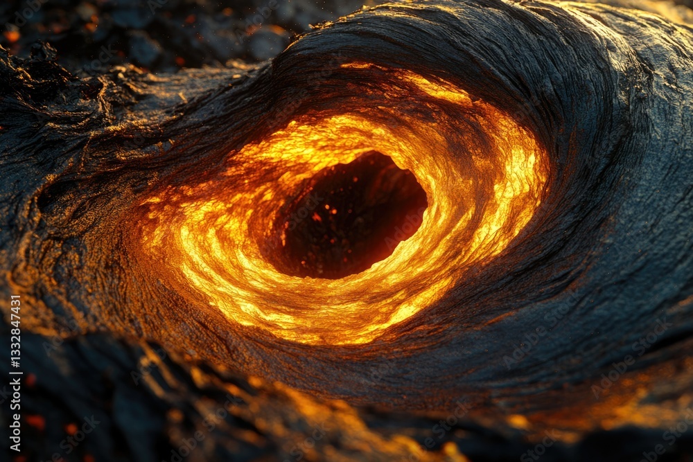 Poster molten lava swirls in a mesmerizing vortex, creating a fiery, natural spectacle.