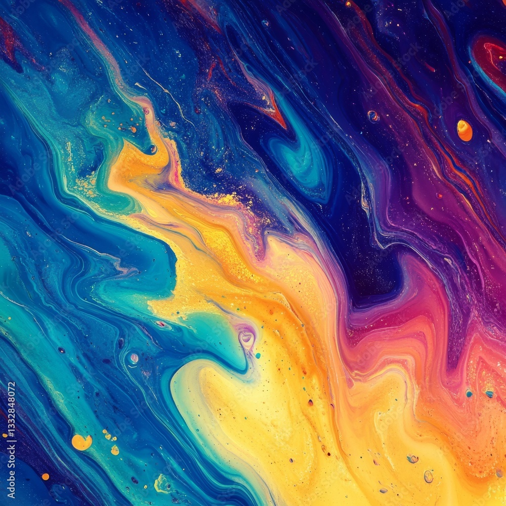 Aufkleber Fluid Dynamics: An Abstract Expression of Color and Movement in a Swirling Universe of Artistic Interpretation.