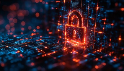Digital locks and networks symbolize cybersecurity protection