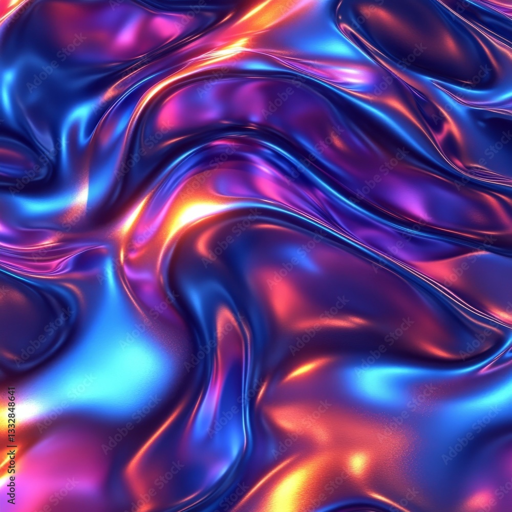 Poster Iridescent Waves: Captivating Abstract Texture with Playful Light and Color Refraction, Artistic Design