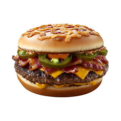 Jalapeño Bacon Burger Isolated on Transparent Background