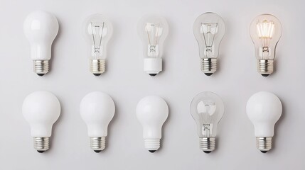 Diverse collection of light bulbs halogen cfl and more at home product showcase modern setting informative display