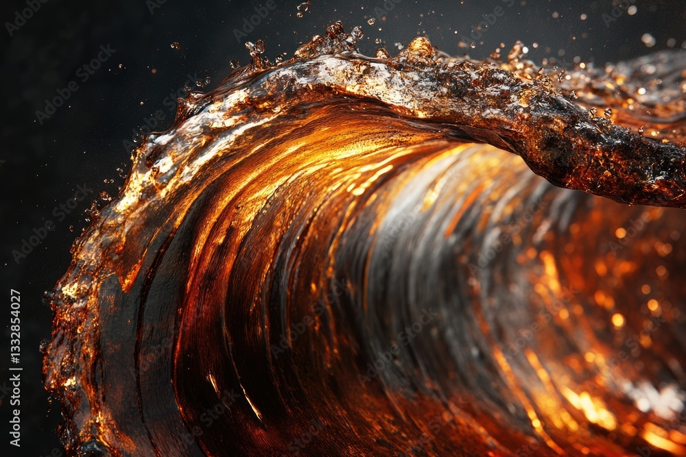 Aufkleber A mesmerizing, fiery wave of liquid, illuminated from within, showcasing its dynamic texture and captivating flow.