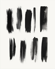 black strokes acrylic white and black different shapes convolutions brush strokes no color 