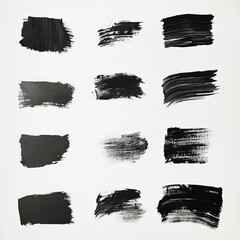 black strokes acrylic white and black different shapes convolutions brush strokes no color 