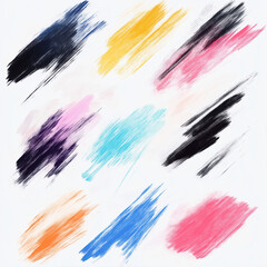 brush strokes, rainbow, different color brushes, 