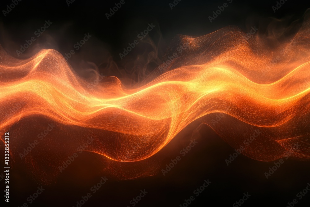 Aufkleber Abstract fiery orange waves flowing in dark background, creating a dynamic and energetic visual.
