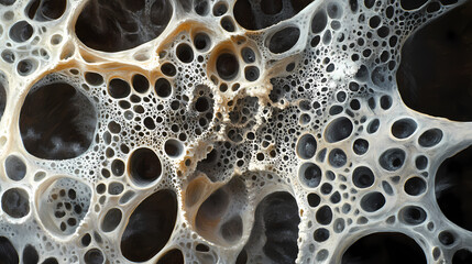 Intricate macroscopic view of fungal hyphae structure highlighting cellular patterns. Fungal Web. Illustration
