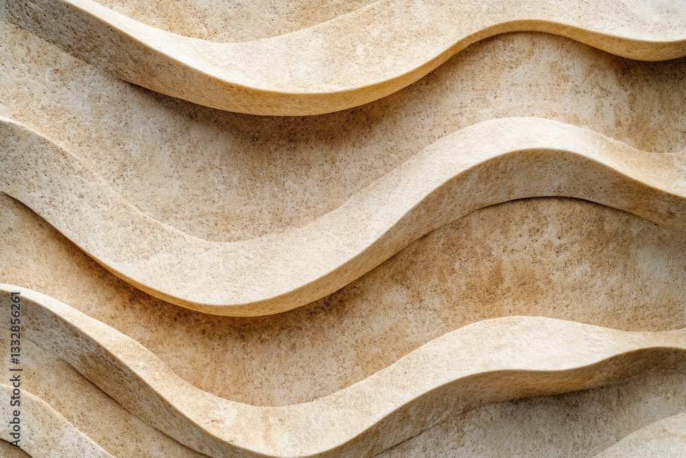 Poster abstract beige stone wall with wavy, flowing lines creating a textured background.