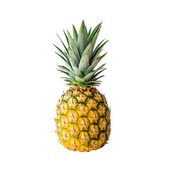 Fototapeta premium Pineapple with Yellow Skin and Green Top Isolated on White Background PNG