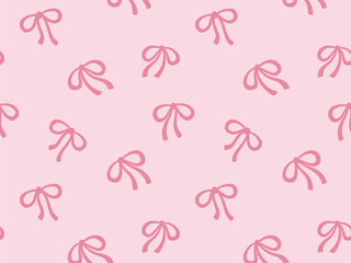 Seamless Cute Pink Ribbon Repeat Pattern Vector Nursery