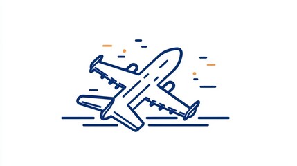 Minimalist vector graphic depicting airplane soaring, trailing dynamic lines symbolizing speed and global connectivity for travel and aviation design concepts