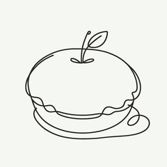 Obraz premium pie apple silhouette thin lines 