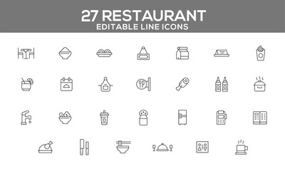Food and Restaurant Line Icons Set 