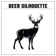 Deer Silhoutte Vector  Illustration to color Black on a white