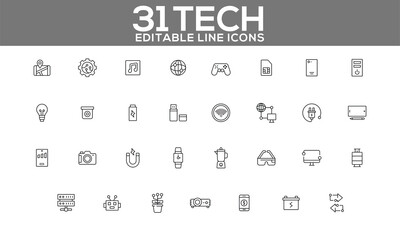 Technology and Digital Devices Icons Set