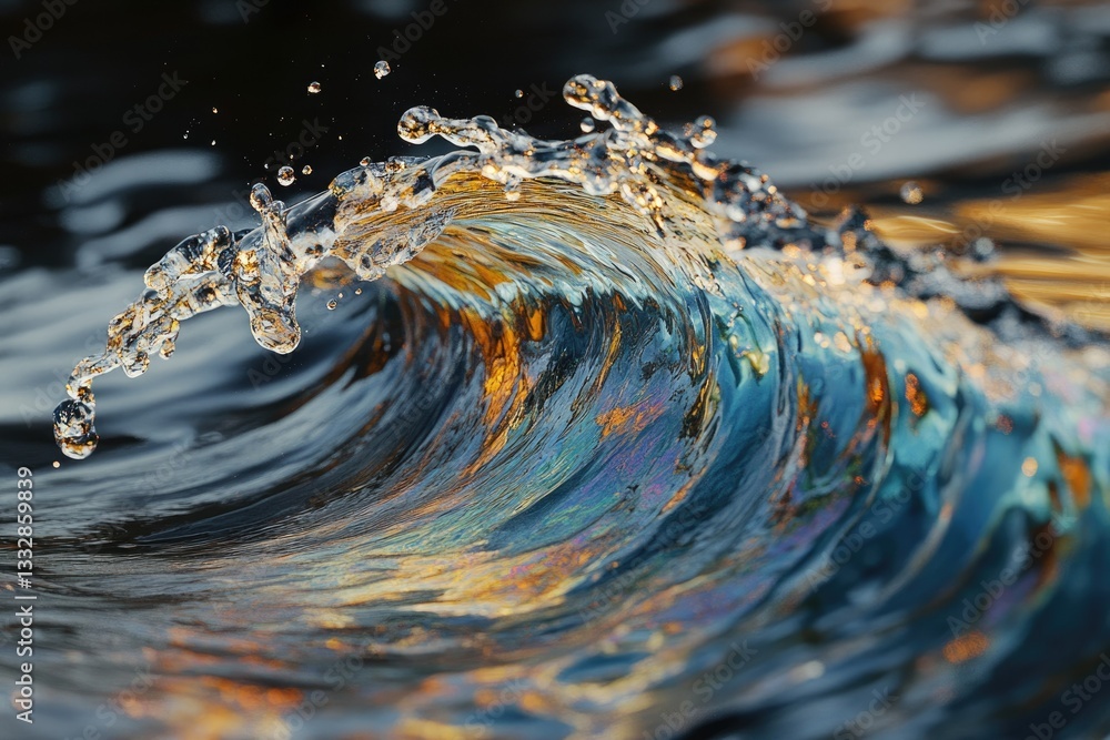 Leinwandbilder a mesmerizing close-up of a wave, showcasing its iridescent colors and dynamic texture.
