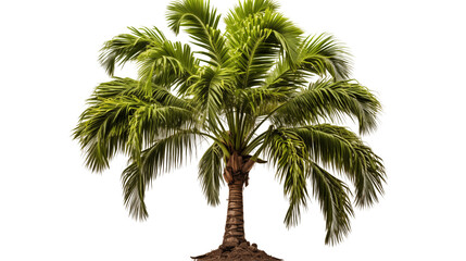 Tropical Palm Tree Lush Green Foliage, Isolated on White for Summer Paradise Themes.
