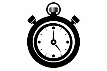 a stopwatch line art silhouette vector illustration