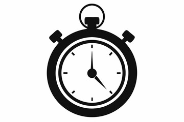 a stopwatch line art silhouette vector illustration
