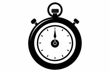 a stopwatch line art silhouette vector illustration