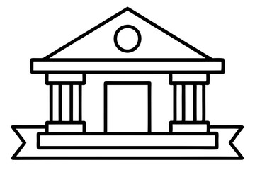 bank sign line art silhouette vector illustration
