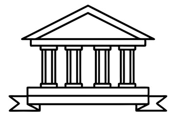 bank sign line art silhouette vector illustration